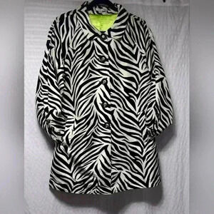 UBU  Flocked, Zebra Print, lined Button Down Jacket. Ladies size M